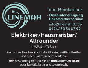 Stellenanzeige für Elektriker, Hausmeister, Allrounder