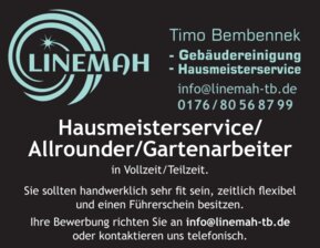 Stellenanzeige für Hausmeisterservice, Allrounder, Gartenarbeiter